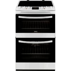 Zanussi ZCV48300WA 55cm Electric Ceramic Double Oven Cooker in White